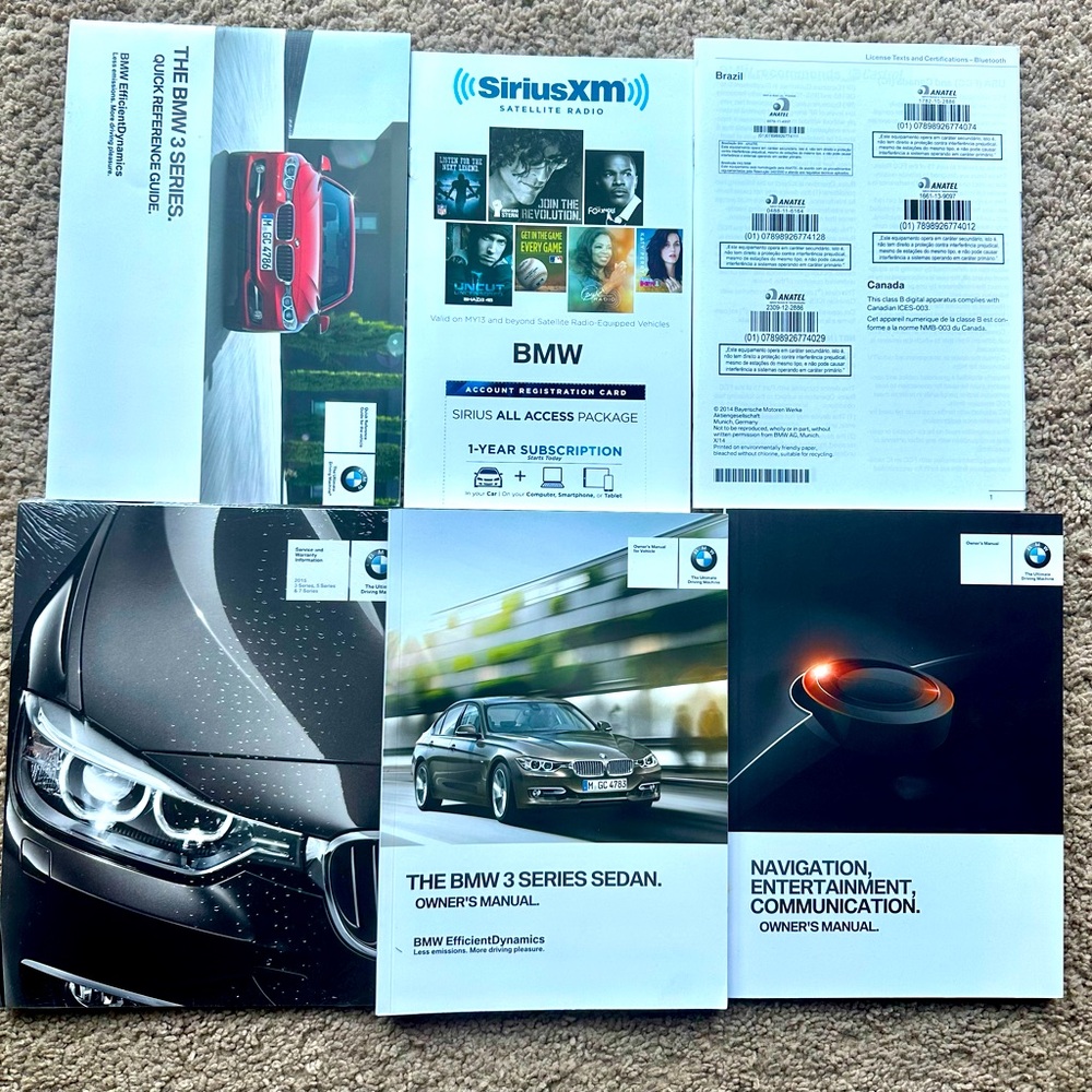 2015 BMW 325i 3 Series Sedan Owner's Manual Book Set and Case